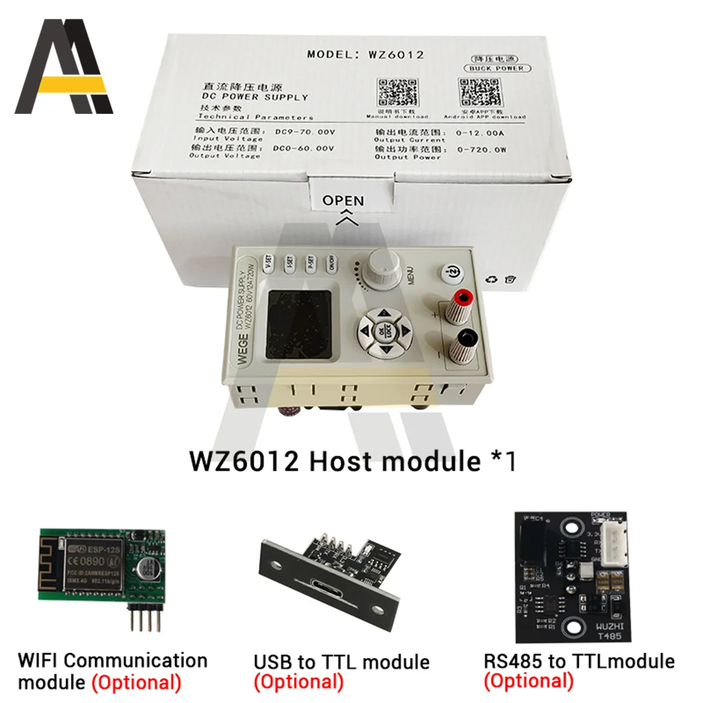 

DC-DC Buck Converter 0-70V 12A Power Module Adjustable Regulated Variable Power Supply Communication WZ6012 Power Module Kit