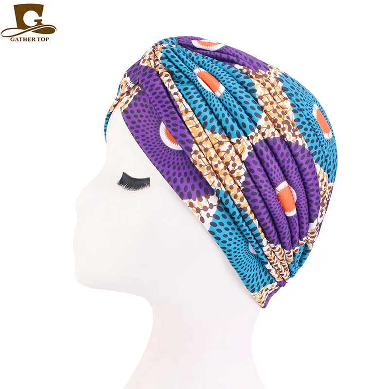 Neue Frauen Drucken Blume Knoten Krebs Rüschen Chemo Hut Beanie schal Turban Kopf Wrap Gestrickte Kappe Haarausfall Zubehör – Detail 16