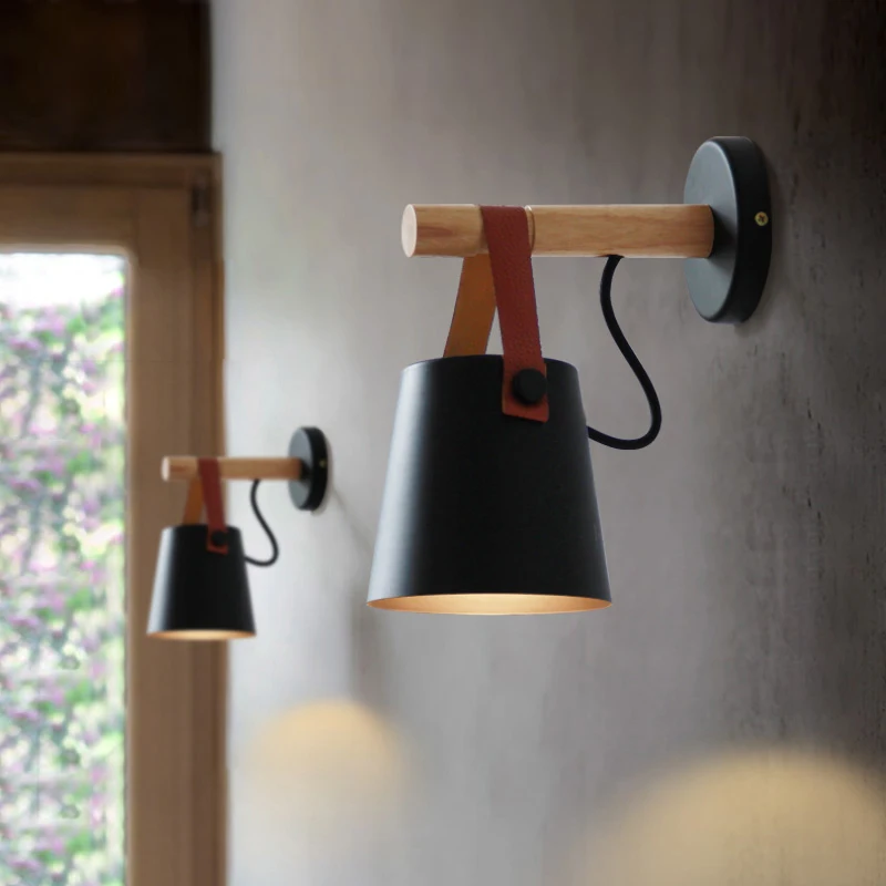 Nodic Sconce Gỗ Đèn Cho Nhà Sắt Hành Lang Coffe Văn Phòng Có Thể Điều Chỉnh Cánh Tay Đèn Phòng Ngủ Đầu Giường Đèn LED Dán Tường