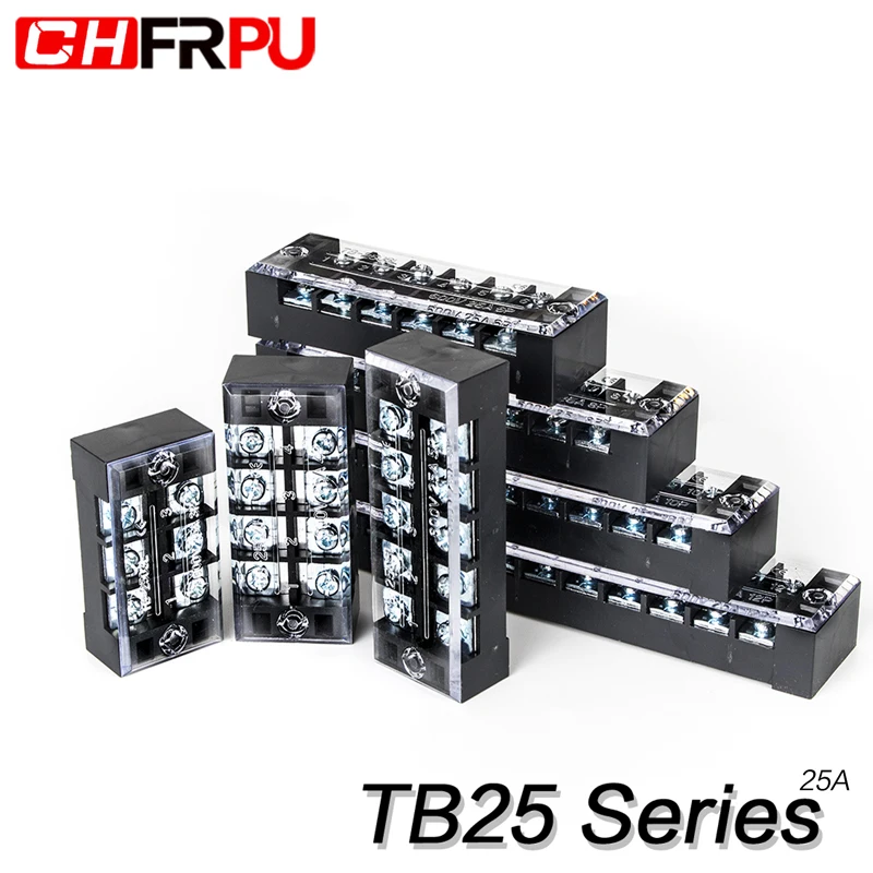 1pcs 25A 600V TB-2503 TB-2504 TB-2505 TB-2506 TB-2510 Dual Row Barrier Screw Terminal Block Strip Wire Connector Wiring tool image 2