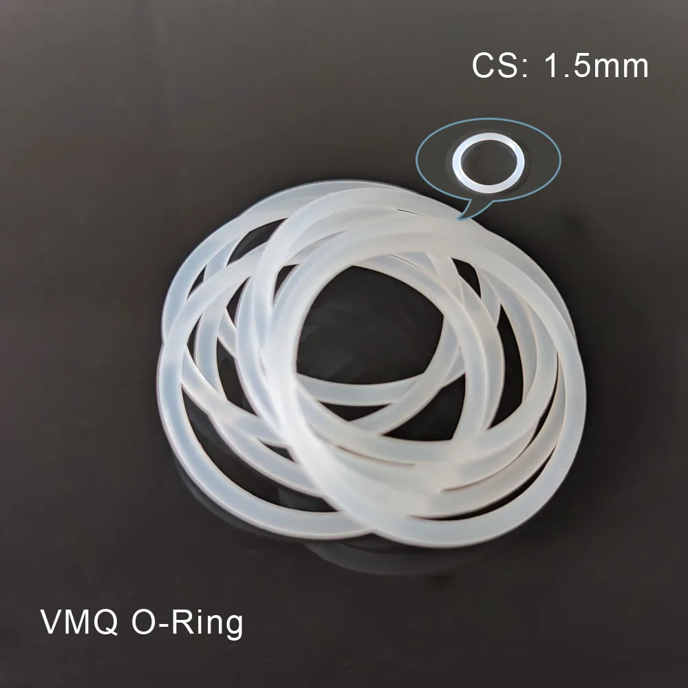 CS1.5mm Silicone Rubber O-Ring Seal ID1.5/2/3/4/5/6/7..5  33/34/35/36-100mm Food Glade VMQ Gasket High Temperature Washer