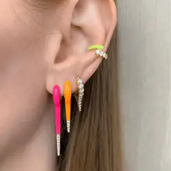 Colorful fashion women jewelry Gold color fluorescent Neon enamel summer women huggie spike hoop earring