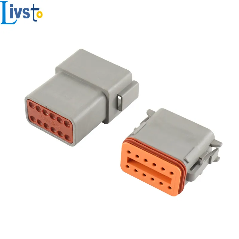 10 Sets 12 Pin Way Deutsch Auto DT Wire Connector Male Female Plug Enhanced Seal Waterproof Plastic Socket DT06-12S DT04-12P