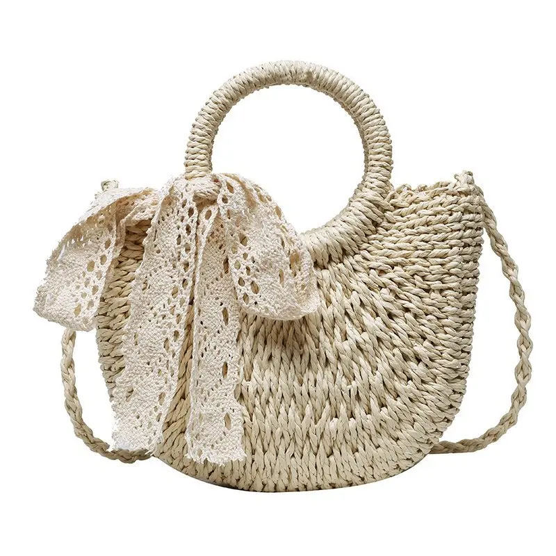 Yogodlns Handgemaakte Halfronde Rotan Geweven Strozak Zomer Vrouwen Messenger Crossbody Tassen Meisjes Kleine Strand Handtas Nieuw