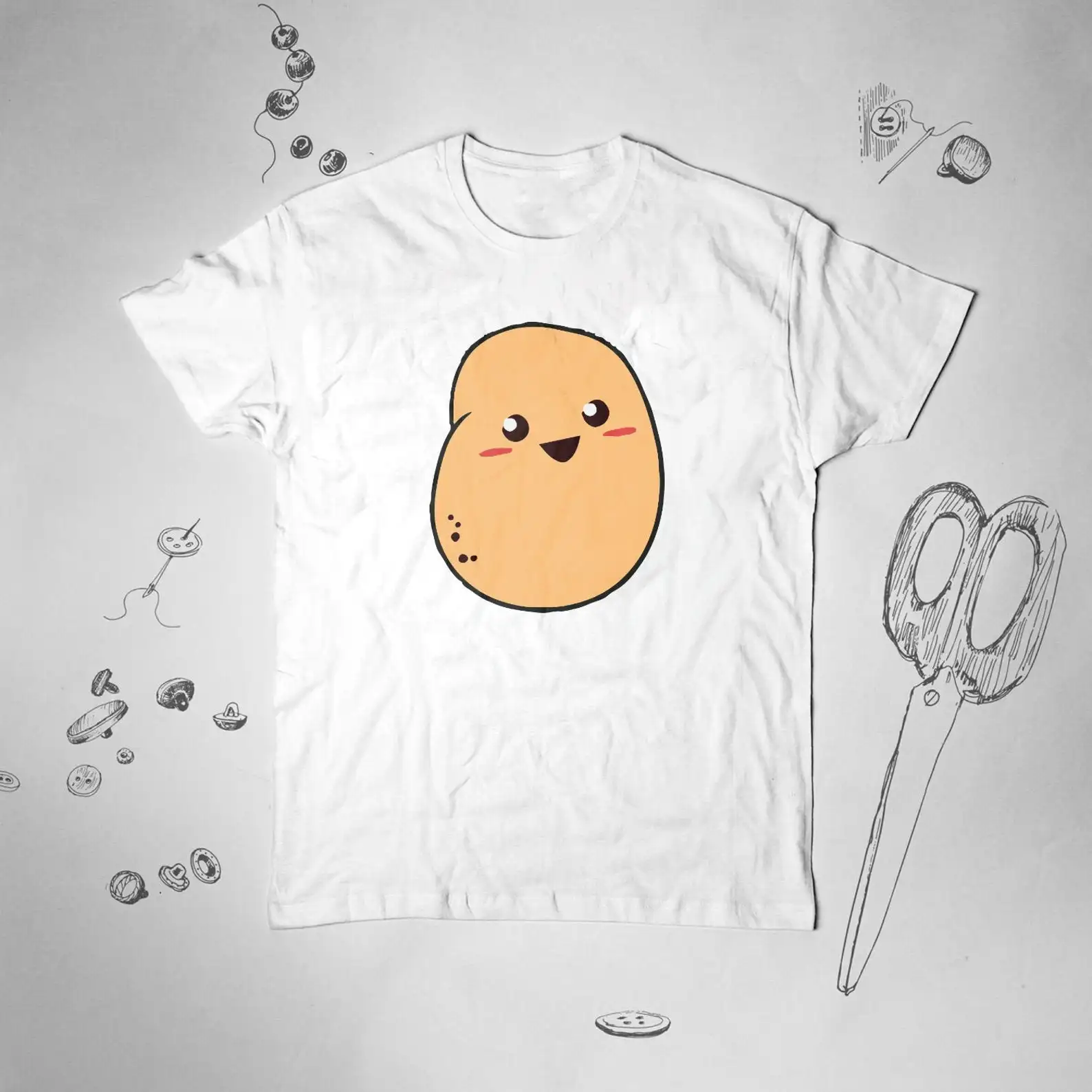 Harajuku Top Women T-shirt Potato Print Casual Ladies Basic O-collar Short Sleeved Women T-shirt Girl,Drop Ship