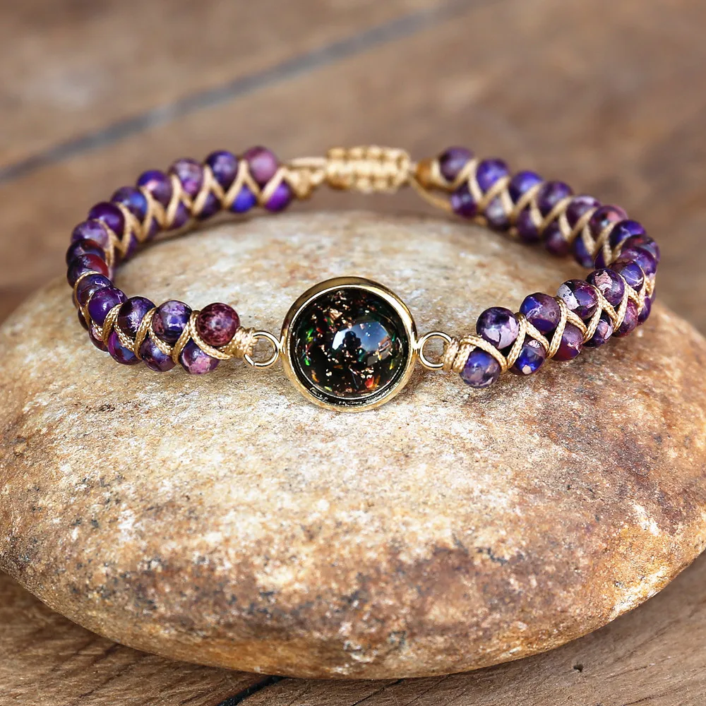 Imperial Stone Orgonite Braided Bracelet Boho Yoga Beaded Charm String Warp Bracelet Women Handmade DIY Friendship Jewelry