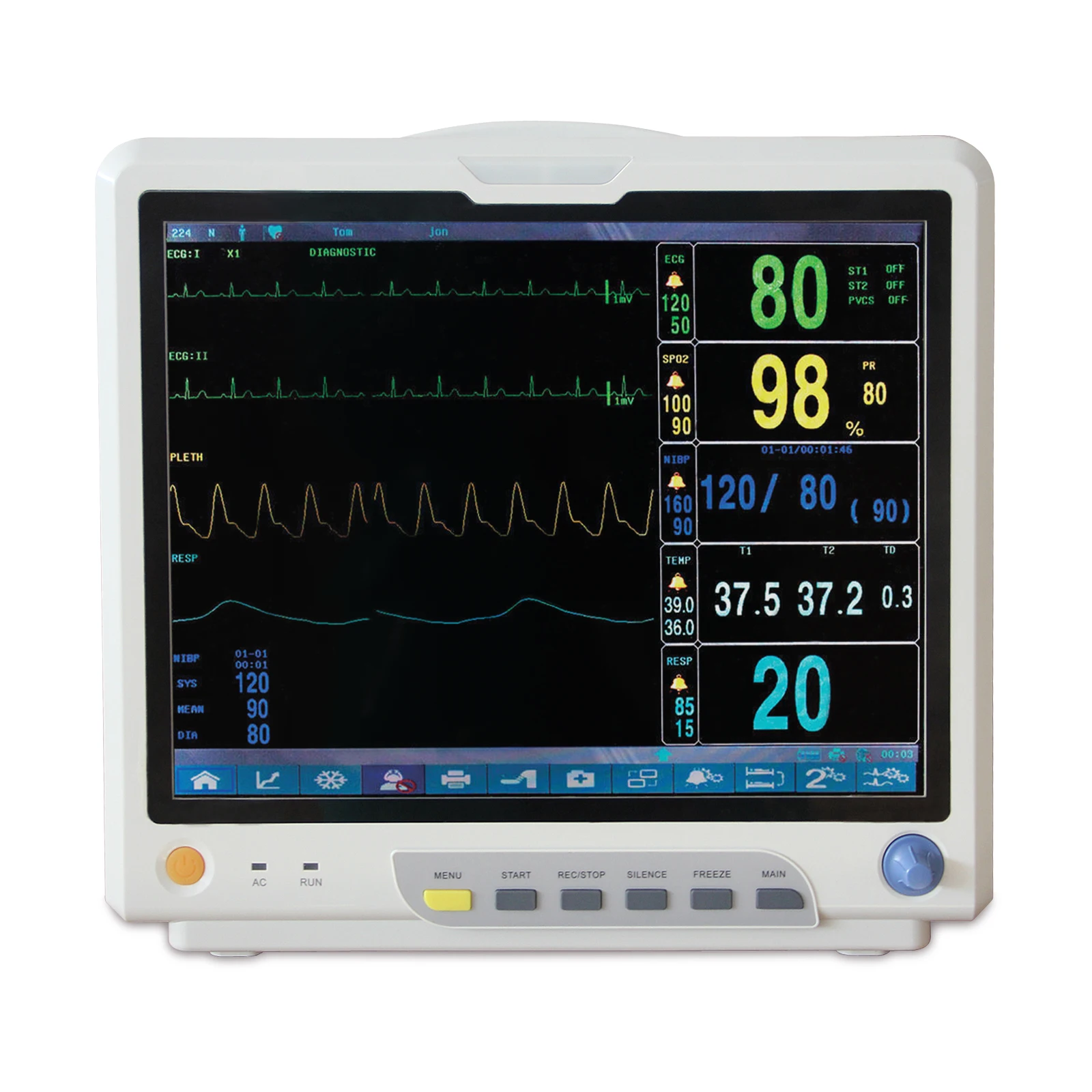 CONTEC CMS9200 Patient Monitor ECG, RESP, SpO2, PR, NIBP And Dual-Channel TEMP