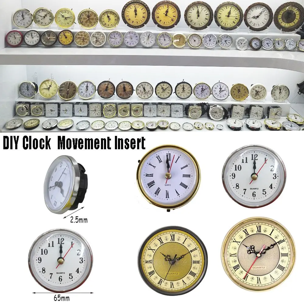 Insert de mouvement en chiffres romains, garniture dorée, horloge, mécanisme de mouvement à quartz, remplacement de réparation, muet classique,