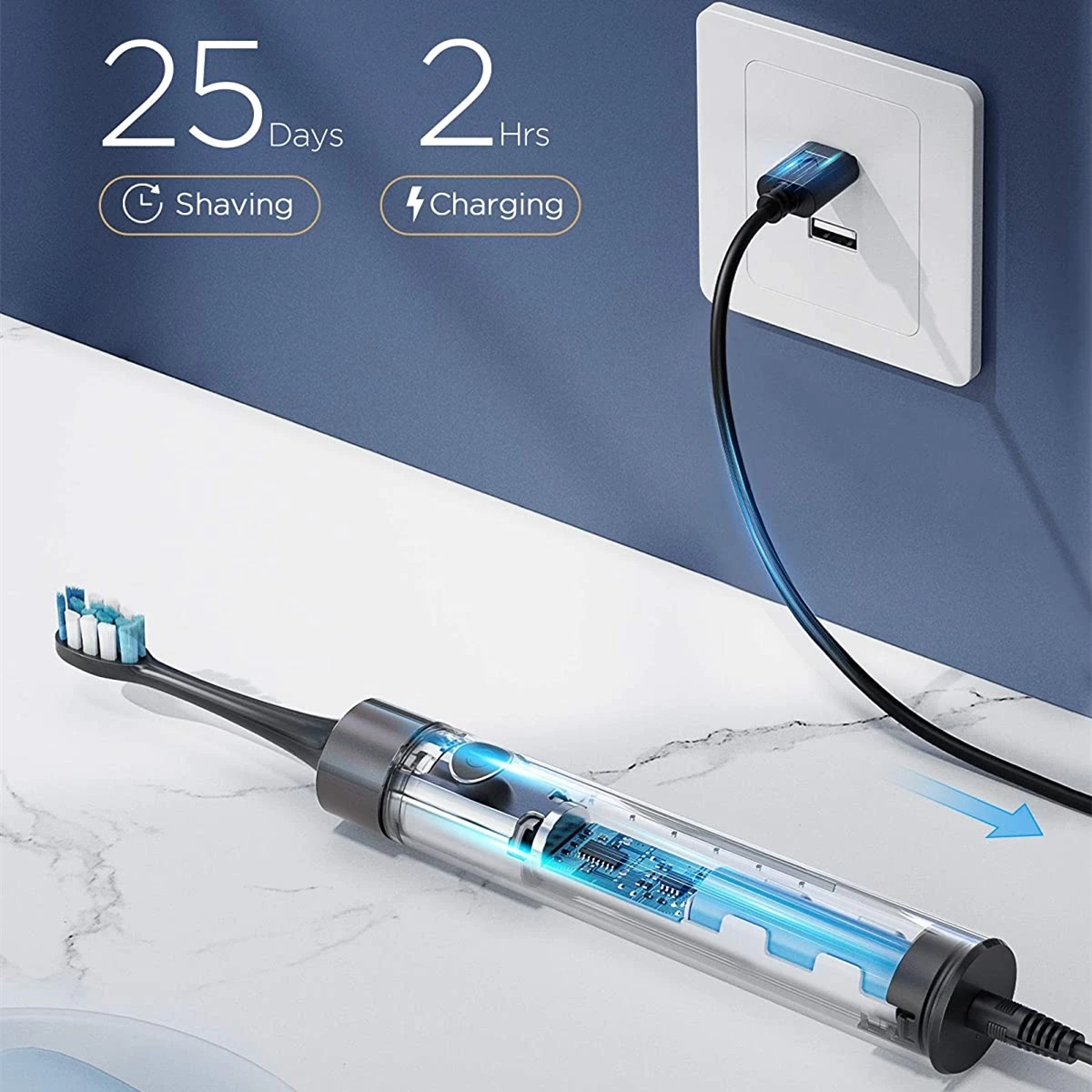 Fairywill Electric Toothbrush P80 with Pressure Sensor Whitening Electronic Toothbrushes USB Rechargeable Smart Timer for Adults