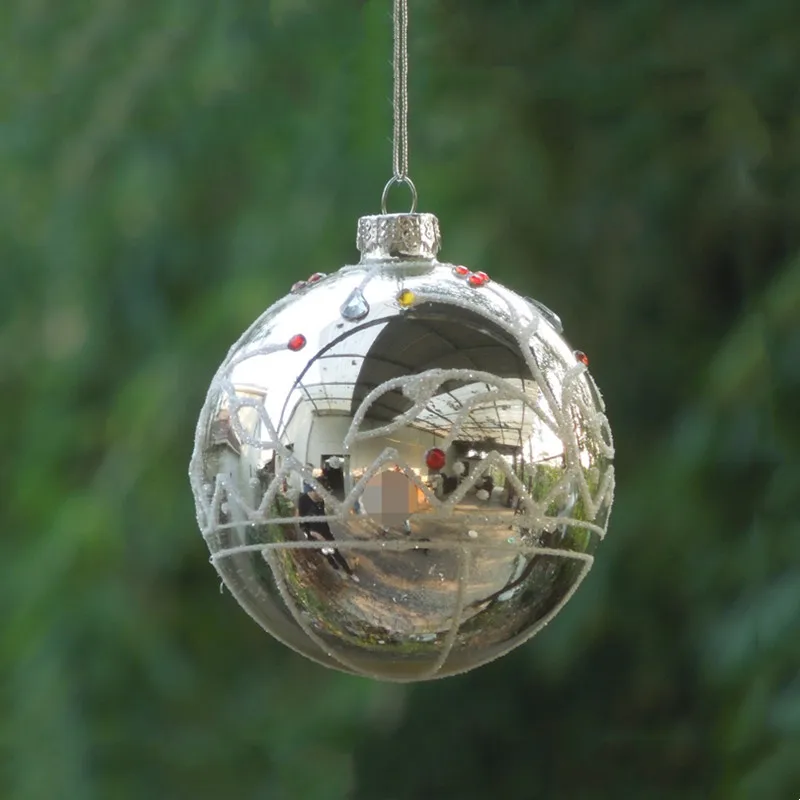 

16pcs/pack Diameter=8cm Small Size Silver Plating Glass Ball Pendant Home Decoration Christmas Day Tree Hanging Globe