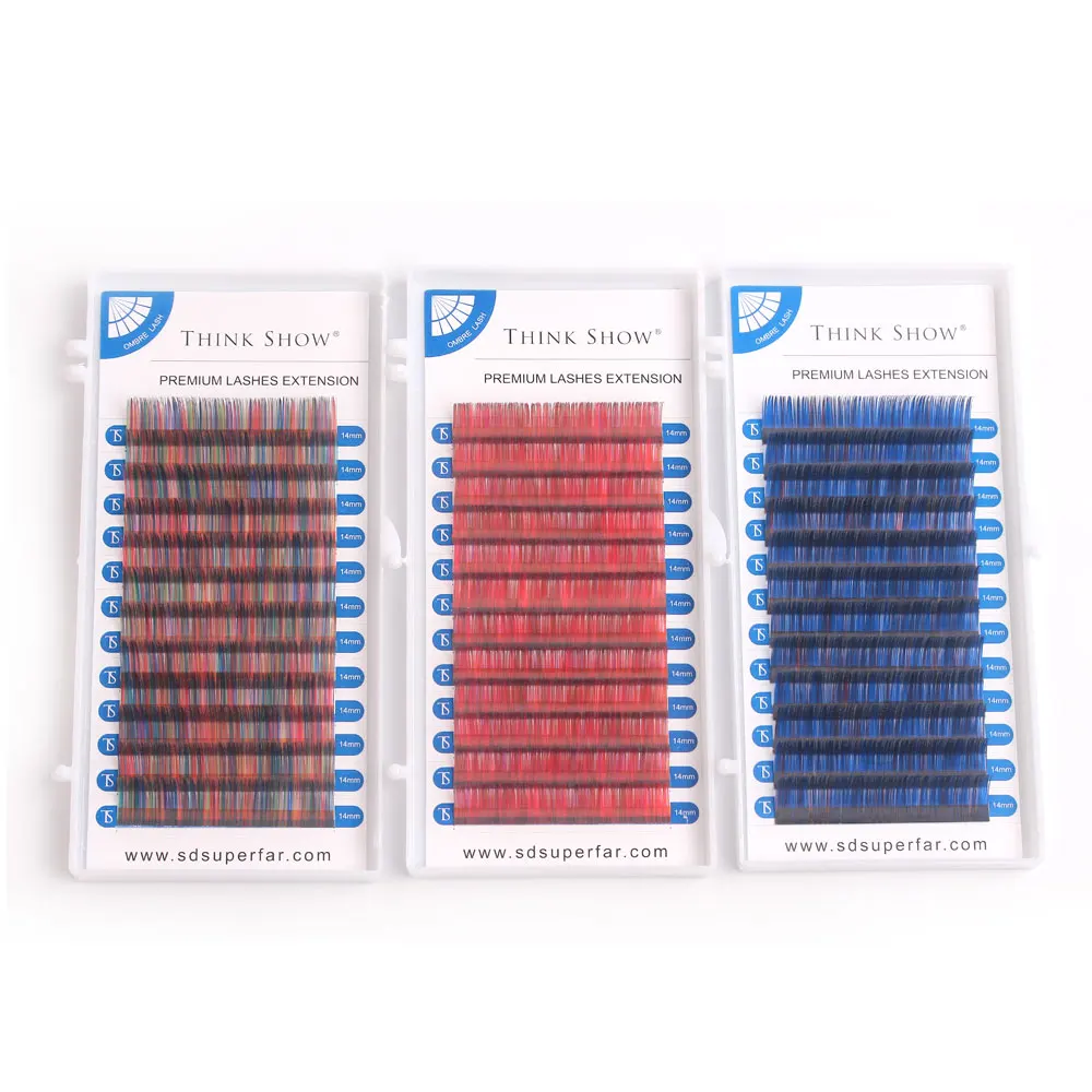 THINKSHOW 0.10mm grubość Curl C/D Ombre Mix kolorów przedłużanie rzęs naturalne i miękkie przedłużanie rzęs narzędzia do makijażu duża wyprzedaż