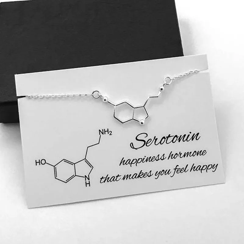 Stainless Steel Chain Serotonin Molecule Science Chemistry Molecule Necklace Couple Girlfriend Gift