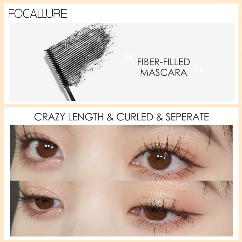 FOCALLURE Makeup Mascara Super Micro Brush Volume Eyelashes Lightweight Fiber Filled Lashes Extension Beauty Mascara Makeup