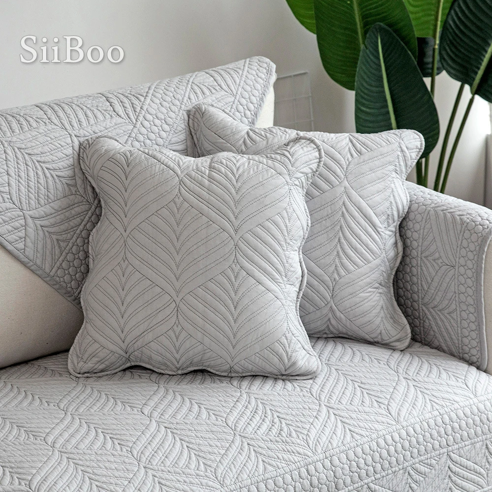 Siiboo double sides pure cotton quilted sofa cover super soft touch European modern artistic style ins stylish sp6535