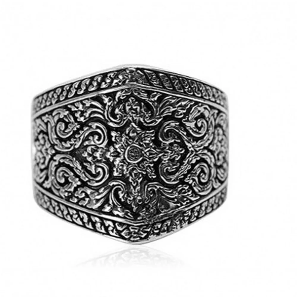 BOCAI New S925 Silver Jewelry Accessories Vintage CarvedIndividual Classical Wide-Faced  Ring for Man and Woman Wholesale