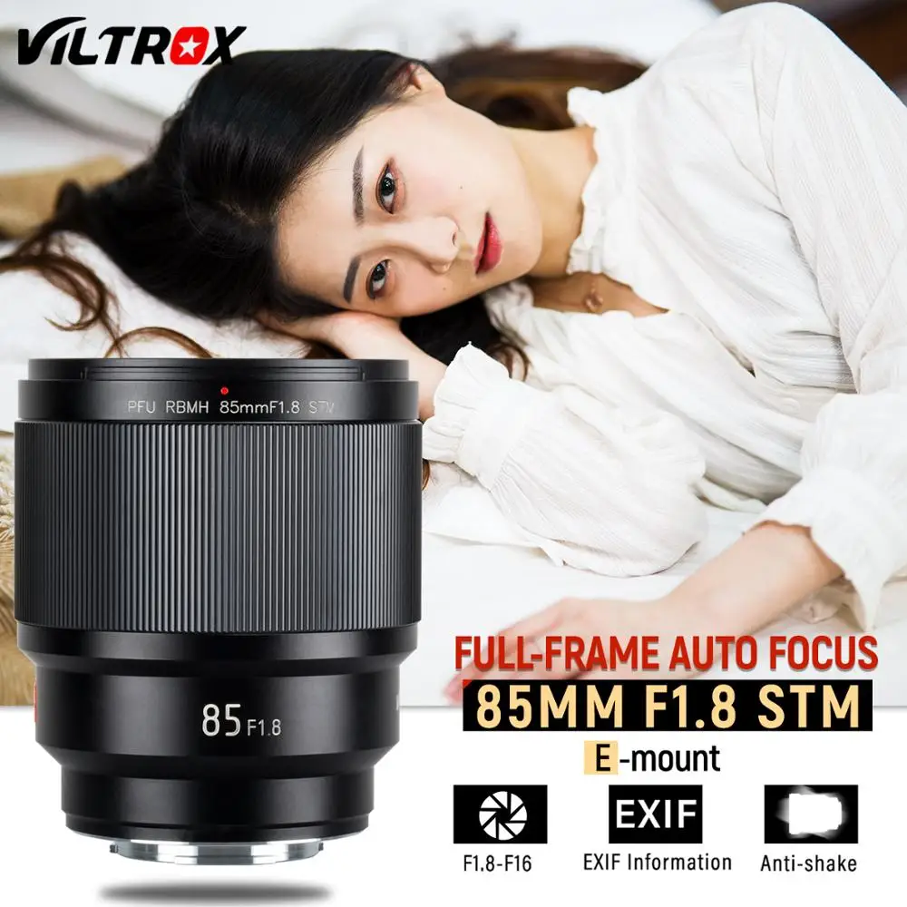 

VILTROX 85 мм f1.8 STM Автофокус Объектив с фиксированным фокусом F1.8 полноразмерный объектив для камеры Sony E mount A9 a7III a7RIII a7SII A6500 A6400