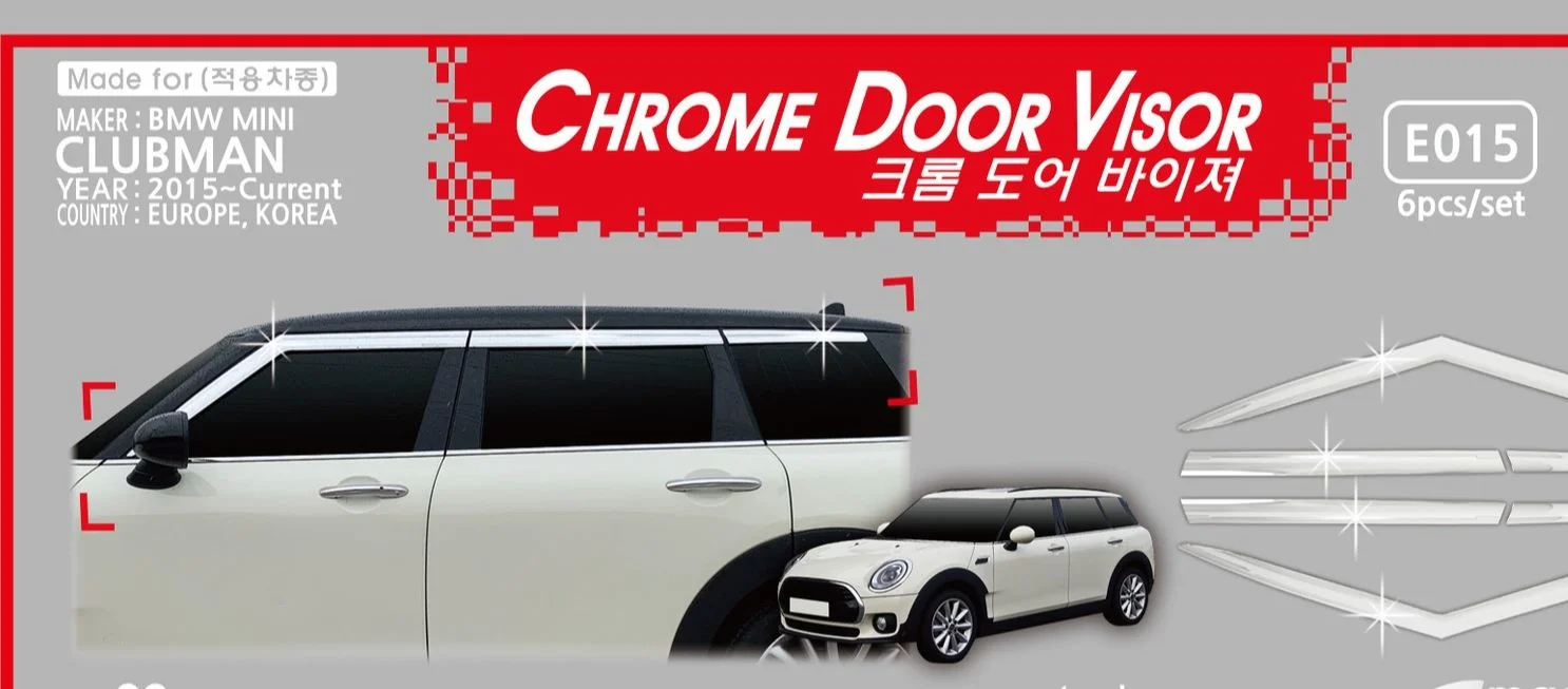 

Chrome Door Rain Visor Side Window Deflector Shade Sun Wind Shield Silver Trips Eaves for Mini Clubman 2015