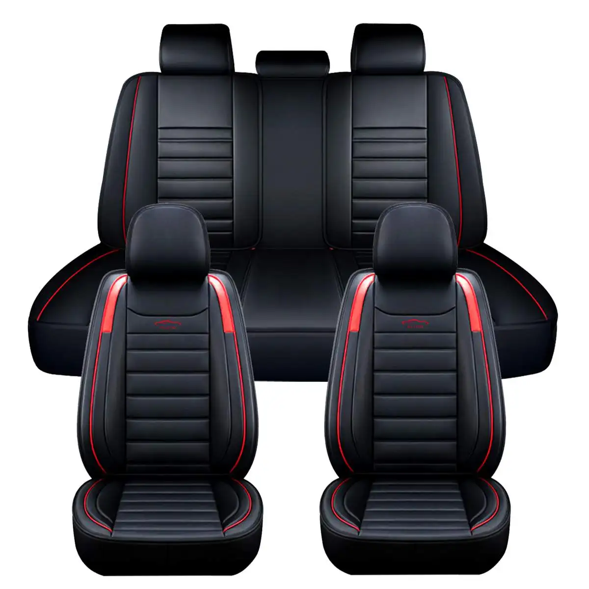 11PCS 5 Seats Car Seat Covers PU Leather Full Set Seats Cover Front Rear Seat Cushion Cover Universal Truck SUV For Hyundai/Ford