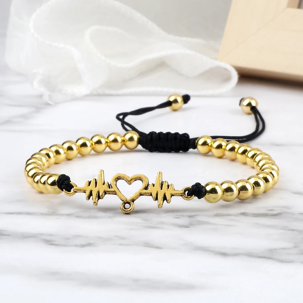 New Copper Beads Pendant Beaded Bracelet Adjust Life Tree Word 8 Heart Shape Alloy Charm Bangles Couple Wrist Pulseragift Friend