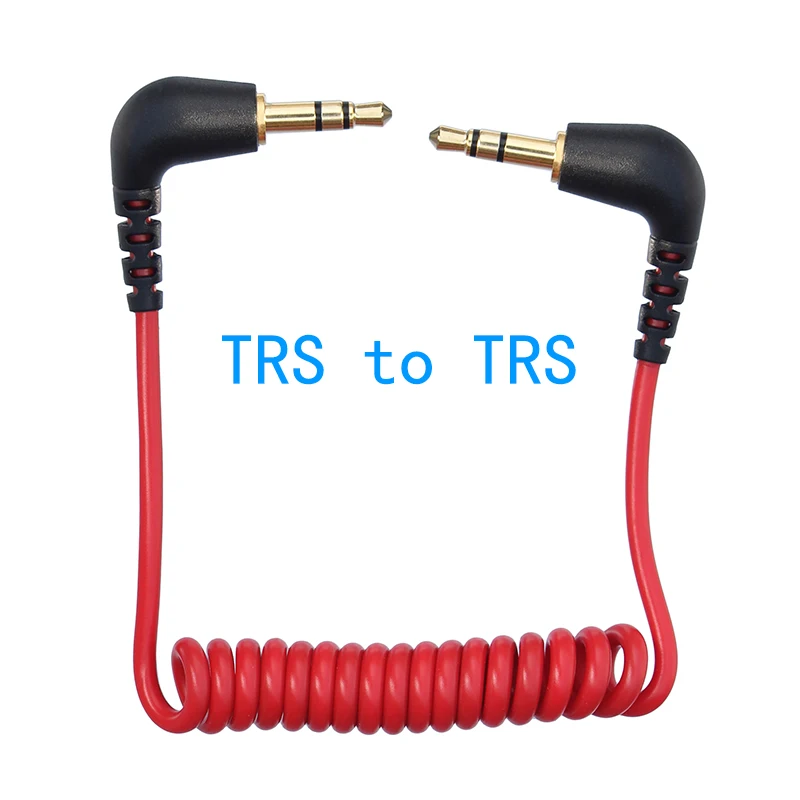 TRS to TRS Spring 3.5mm Cable  Coiled Microphone to Camera Red Color for RODE SC7 BOYA By VIDEOMIC GO Video Micro-type Mics