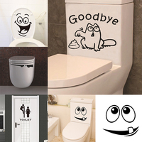 5 Style Toilet Waterproof Sticker Funny Door Sticker Poster Background Wall Stickers Creative Pattern Home Decoration