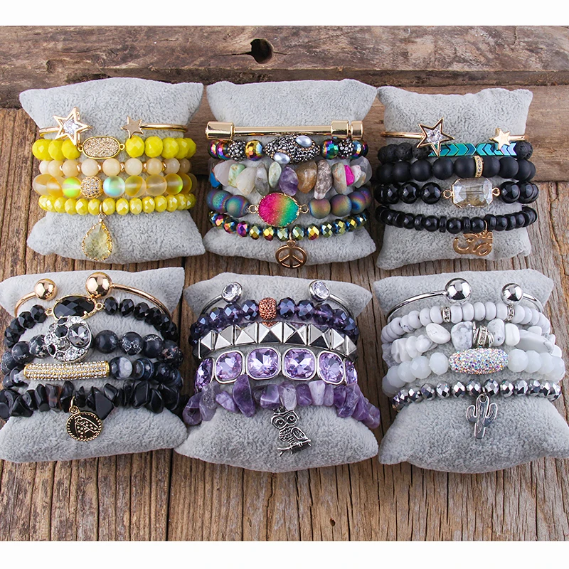 RH Fashion Jewelry Multi Stack Bracelet & Bangle Sets For Women Boho Beaded Bracelet Gift