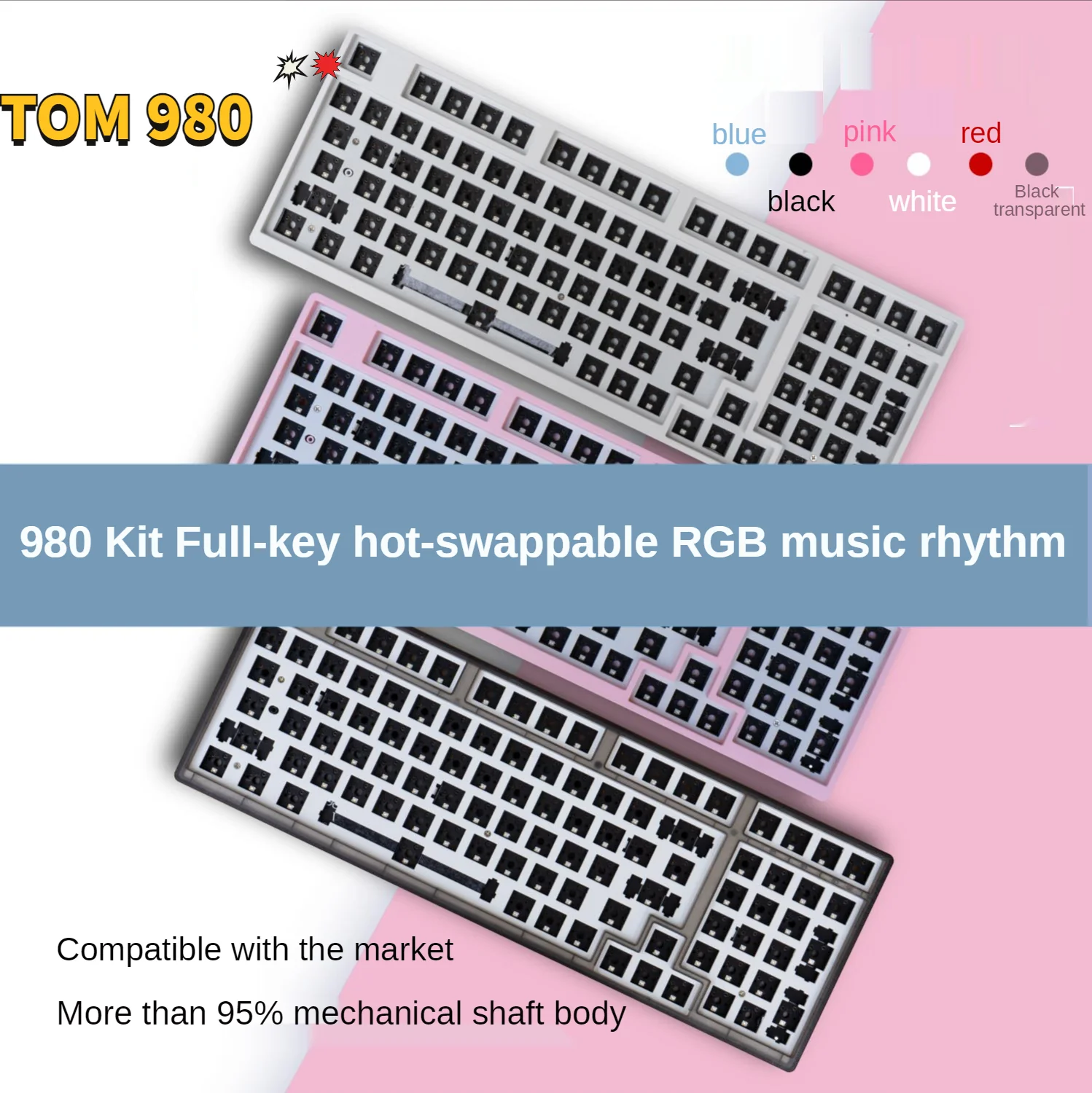 

TM980 Customized 980 Single Three-mode Hot-swappable RGB Mechanical Keyboard Kit Bluetooth Wireless 2.4G Belly Spirit FL980680