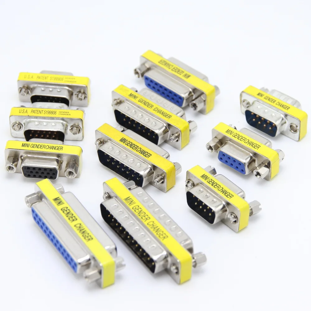 D-SUB DB9 DB15 DB25 Male Female Conversion Connector Adapter For LPT 25 Pin COM 9 Pin VGA 15Pin Mini Gender Changer Adapter 1Pcs