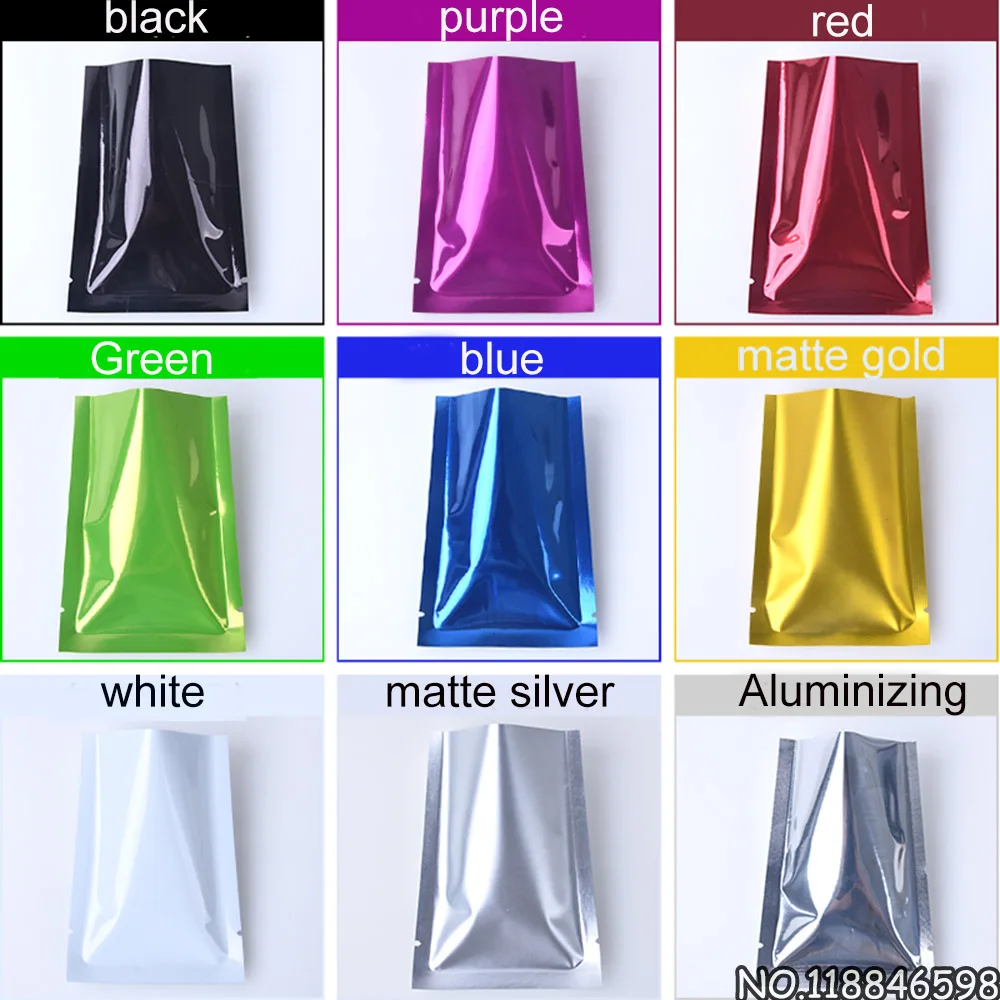 free ship 100pcs 5x7cm coloured aluminum foil bag mask bag food bag liquid bag potable flat pocket Sealing bag