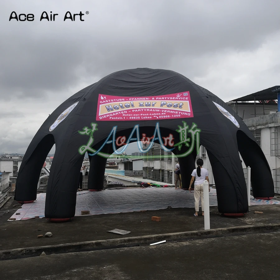 Palloncino per tenda ragno di colore nero a 6 gambe da 10 m di diametro con ventilatore adatto in vendita