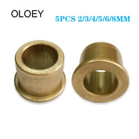 5PCS Inner 2/3/4/5/6/8mm Flanging Self-Lubricating Bearing Powder Metallurgy Oil Copper Bushing Guide Sleeve with Stepped Flange