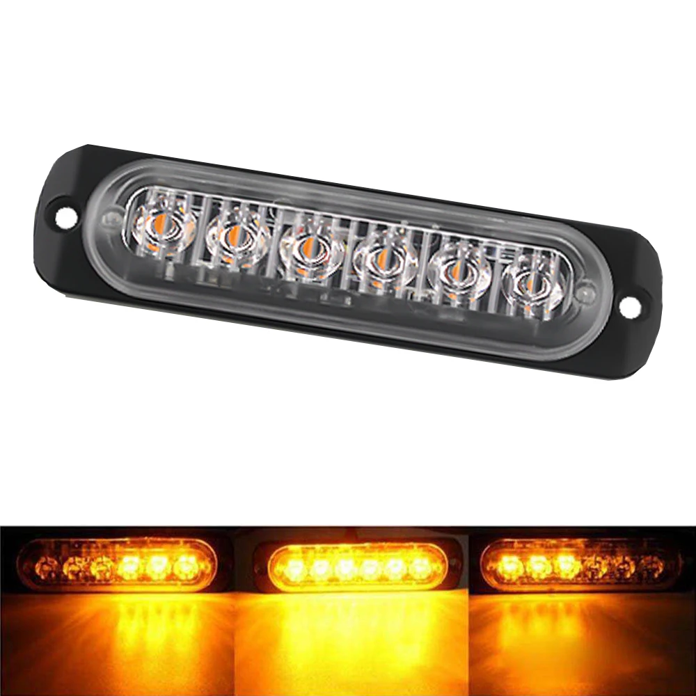 

1pcs Car Strobe Warning Light 6SMD Grill Flashing Breakdown Emergency Light Truck Trailer Beacon Lamp LED Side Light For Car 24v