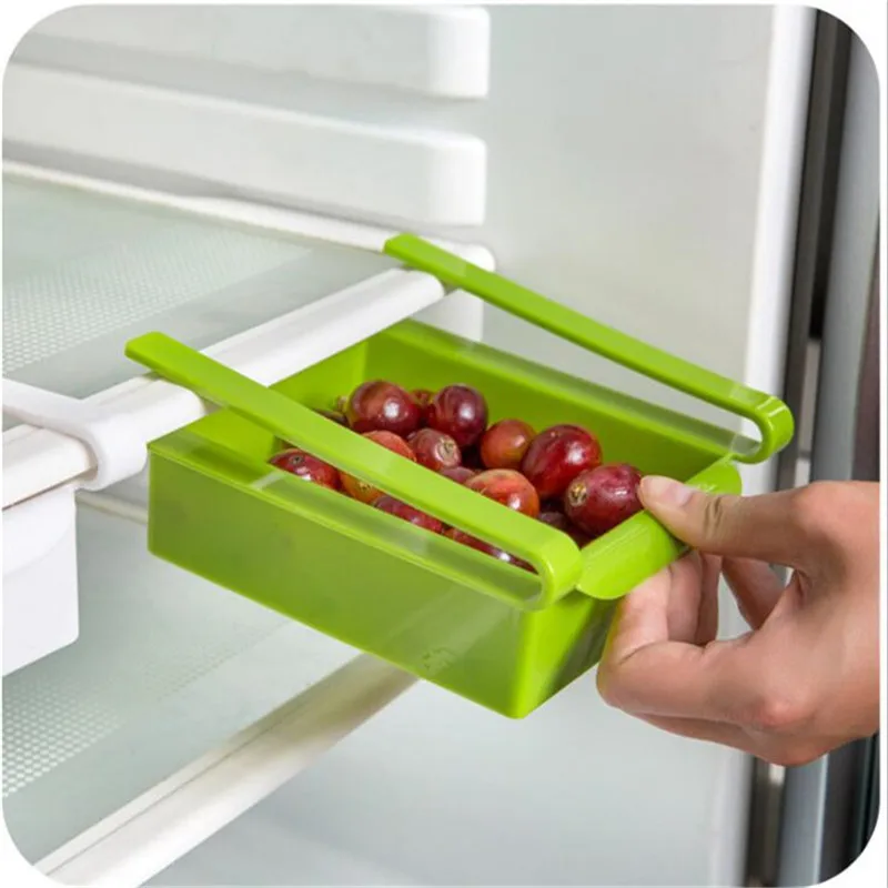 Mini ABS Slide Kitchen Fridge Freezer Space Saver Organization Storage Rack Bathroom Shelf