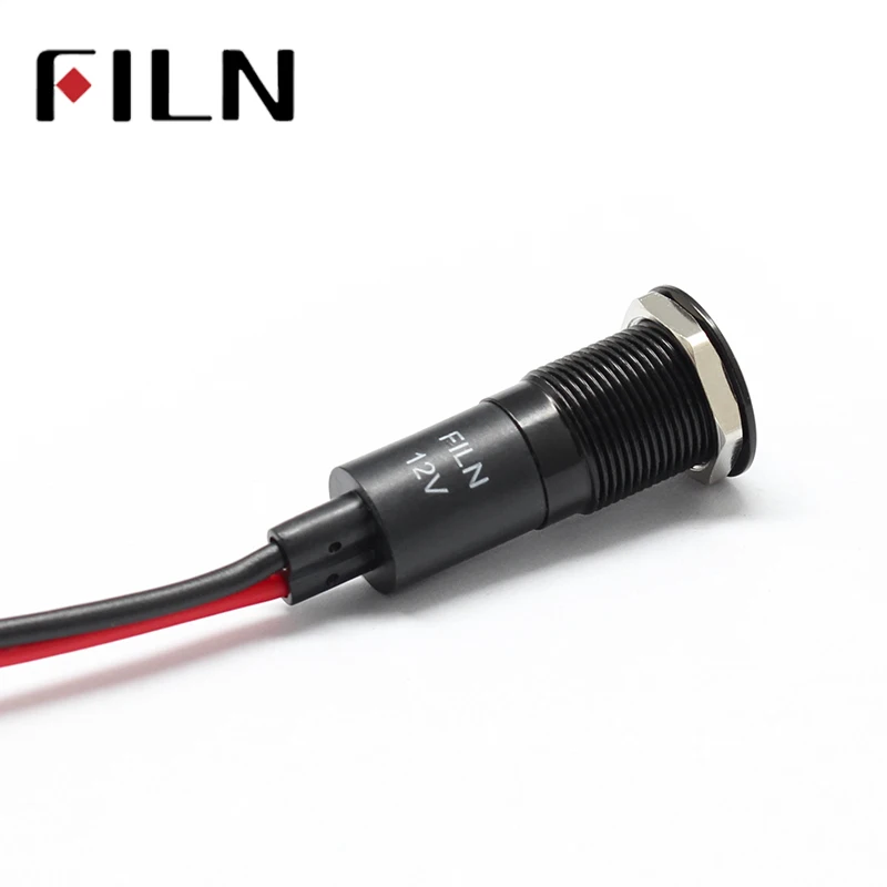 14mm Waterproof Lamp FILN 12V LED Car Signal Lights Instrument Pilot light red blue indicator light with wire