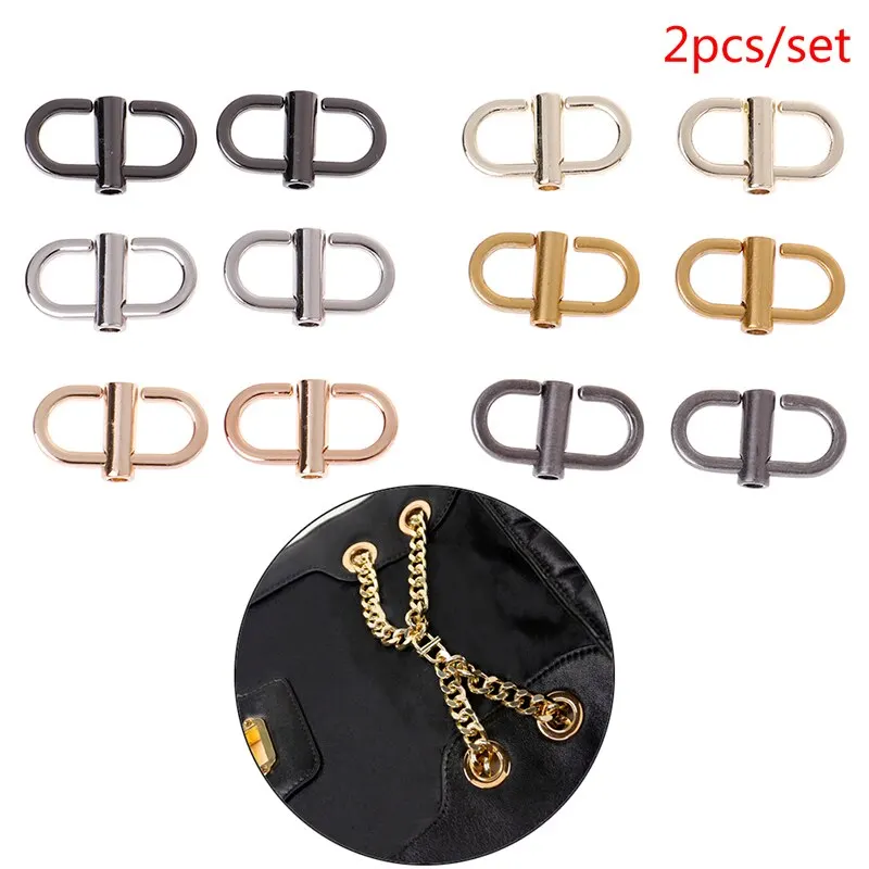 2Pcs/set New DIY Adjustable Metal Buckle Clip Handbag Chain Strap Length Shorten Bag Accessories  Repair