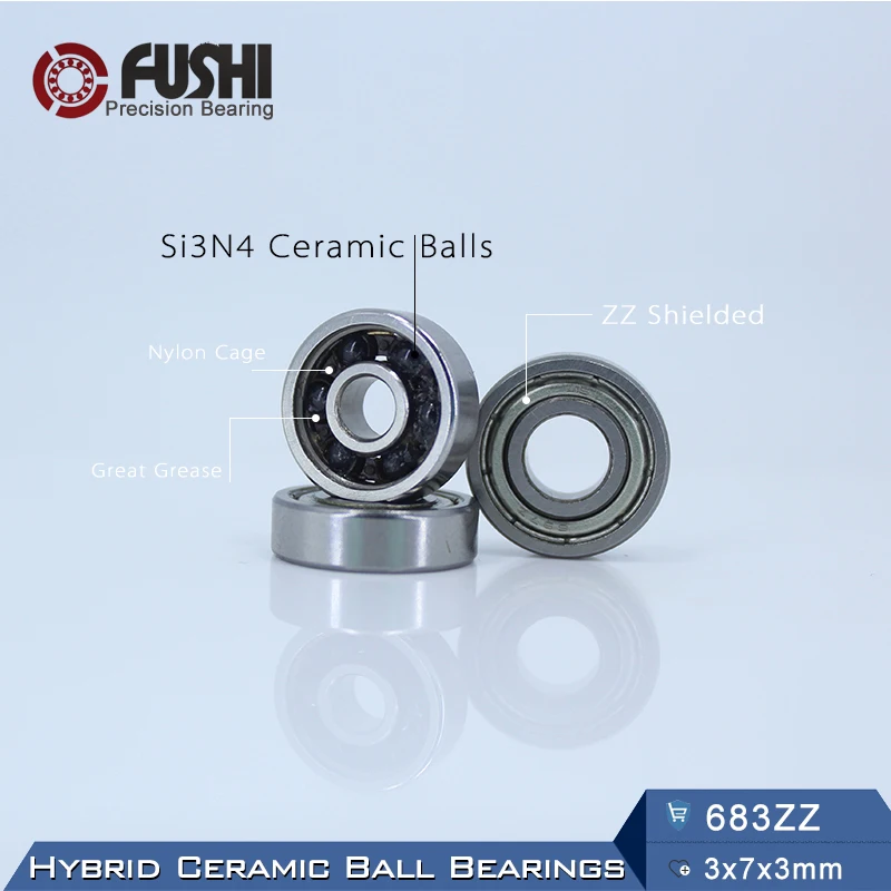 683-2RS Hybrid Ceramic Bearing 3*7*3 mm ABEC-1 ( 1 PC) Industry Motor Spindle 683HC Hybrids Si3N4 Ball Bearings 3NC 683ZZ