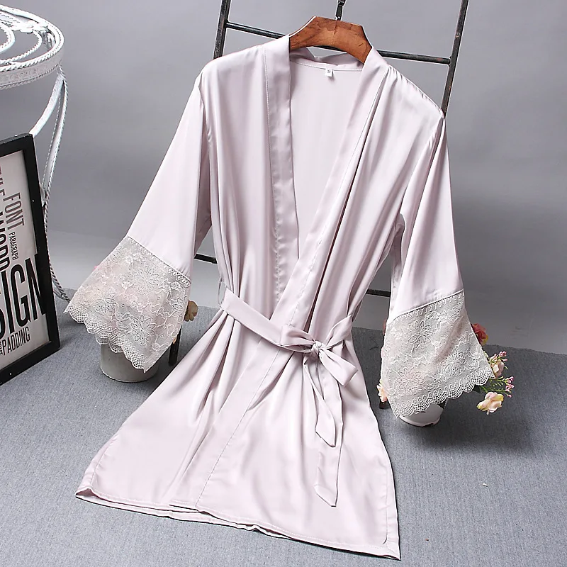 Bridesmaid Robes Satin Robe Bride Elegant Sleepwear Sexy Lace Women Dressing Gown Bathrobe Kimono Silk Bath Robe Sleep Lounge