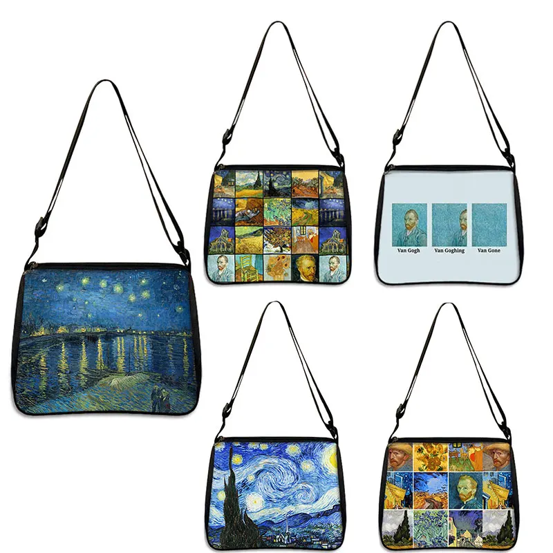 Van Gogh Starry Sky Handbag Ladies Art Oil Painting Sunflower Fashion Shoulder Bag Underarm Bag Girl Shopping Travel Tote Bag