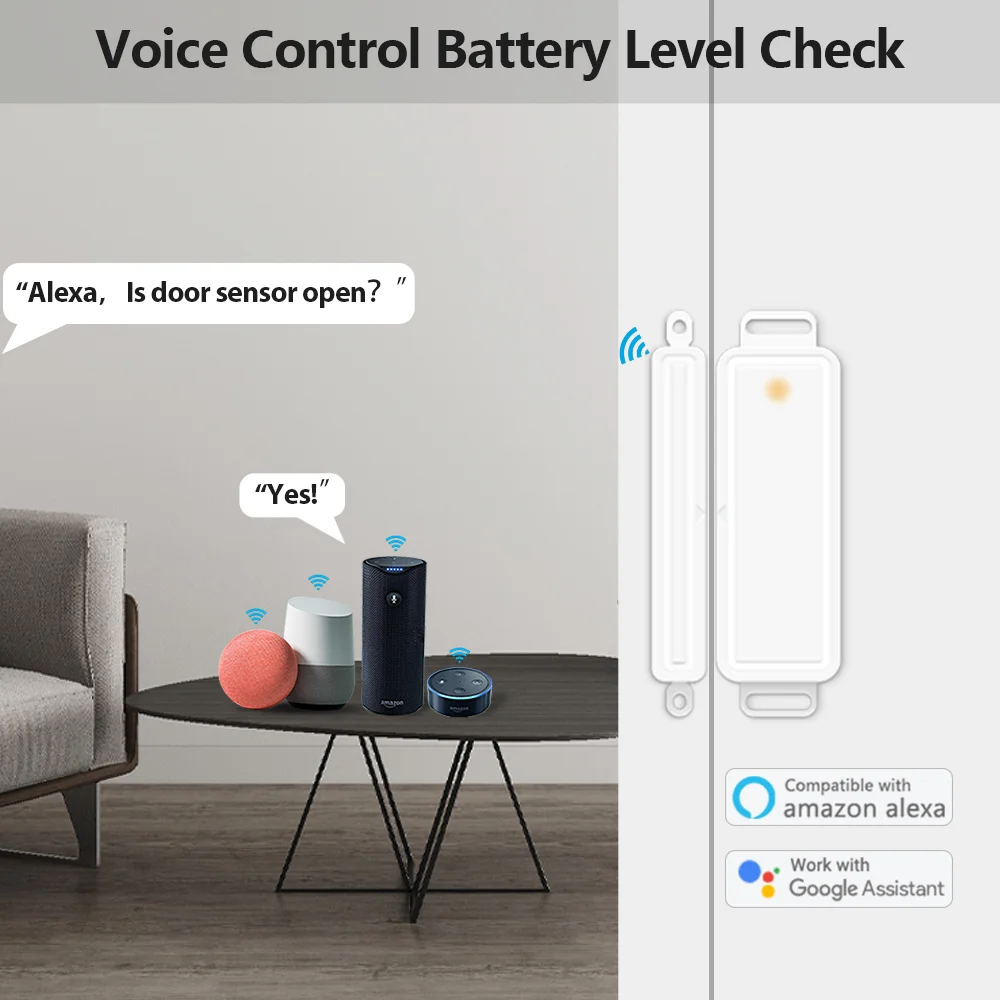 LoraTap Tuya Door and Window Sensor Smart Life App Notification Alert Open/Close Detectors Voice Control via Alexa Google Home