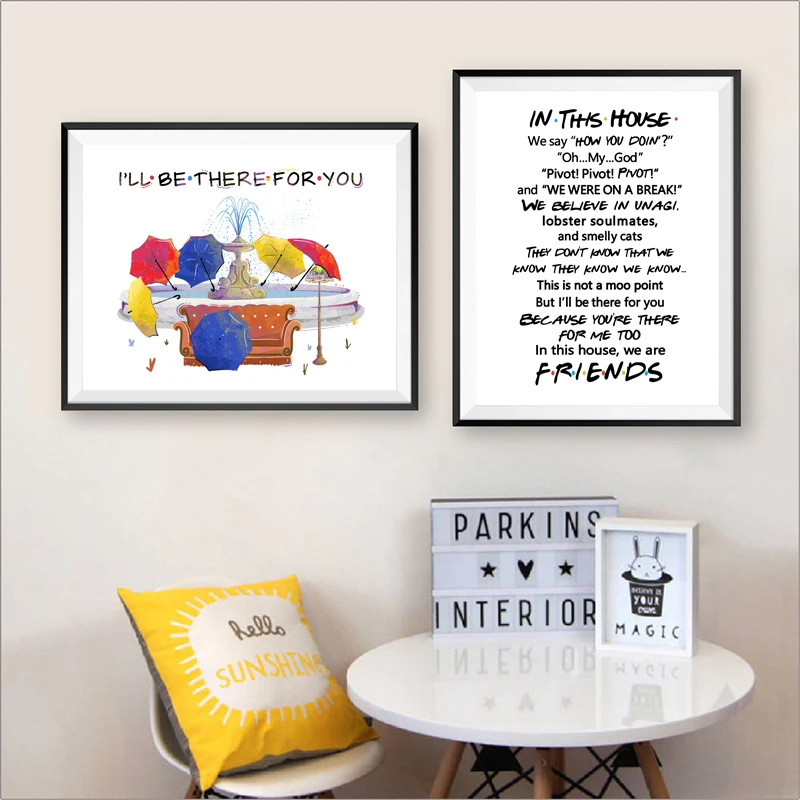 Friends Quotes TV Poster Friends tv show In this house Print Funny Quote Bedroom Poster Joey Tribbiani Rachel Canvas Painting