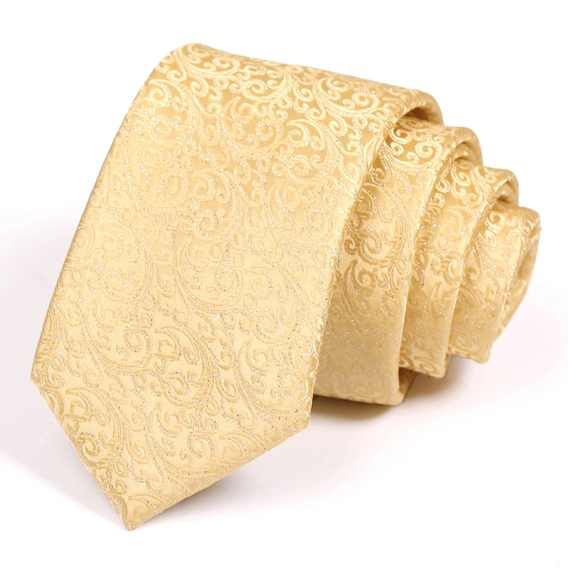 

Men’s Luxury Business Tie High Quality Gold Jacquard 7CM Ties For Men Fashion Formal Neck Tie Gentleman Work Party Necktie