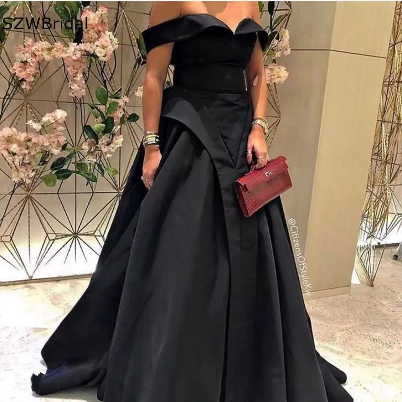 

New Arrival Sweetheart A-Line Black Evening dresses Long 2024 Satin Dubai Arabia Evening gowns women Party Vestidos de fiesta