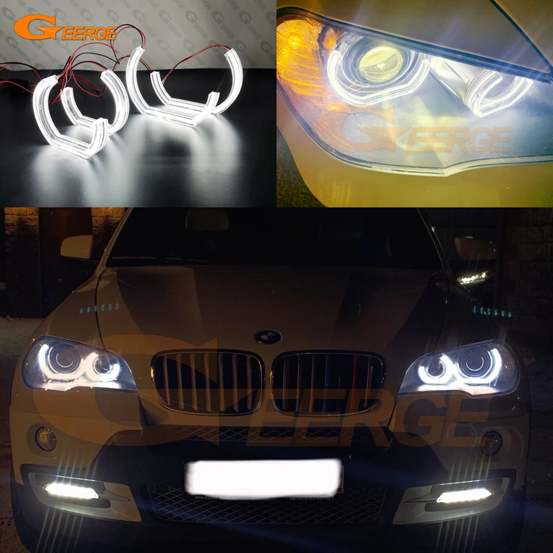 

Для BMW X6 E71 E72 X6M X5 E70 X5M 2008-2014 Отличный ультра яркий комплект светодиодных ангельских глаз в стиле DTM M4 Halo Rings DRL