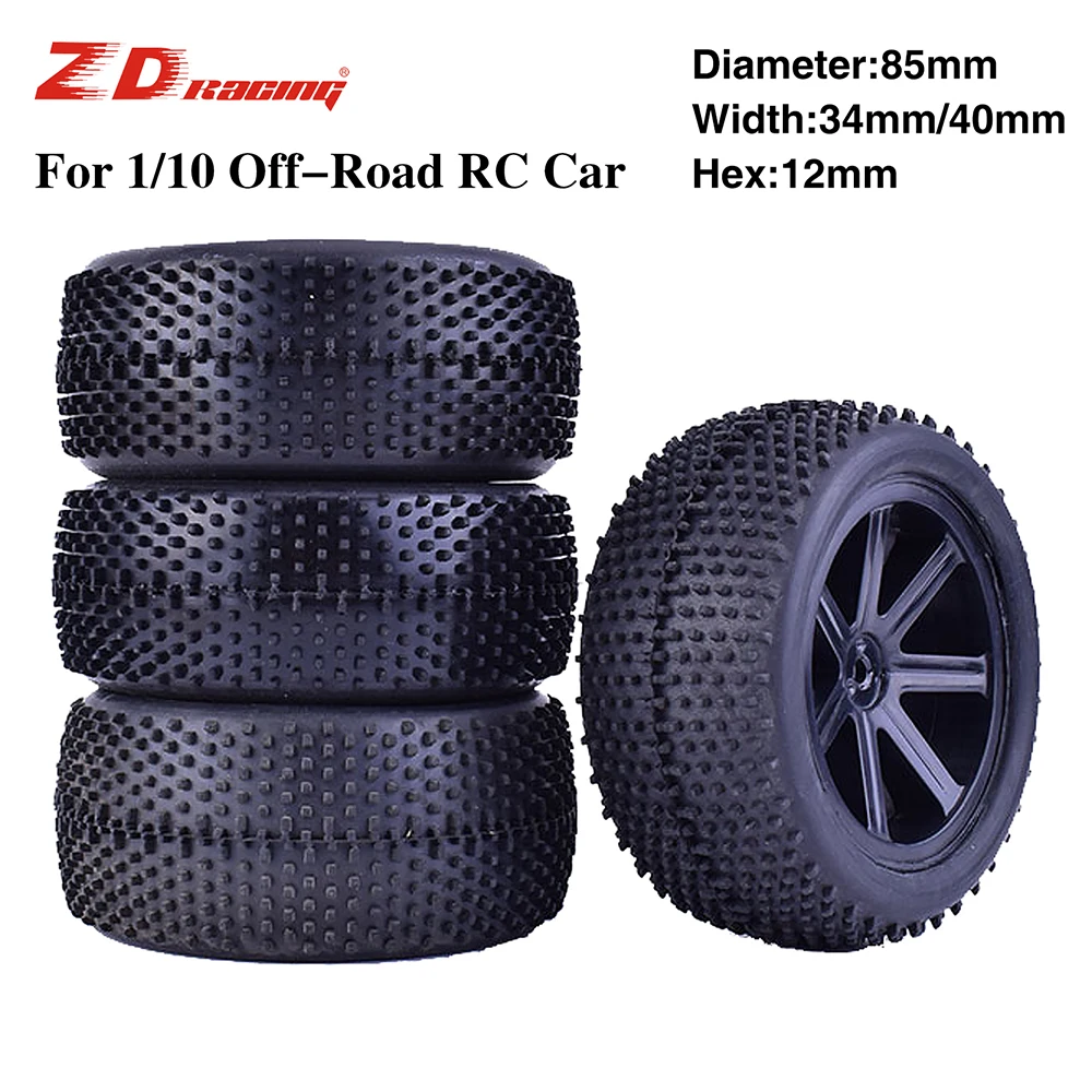 

4Pcs ZD Racing 85mm Wheel Hub Rim & Rubber Tires For 1/10 Off-Road RC Car Buggy Tires Spare Parts Accessories Component