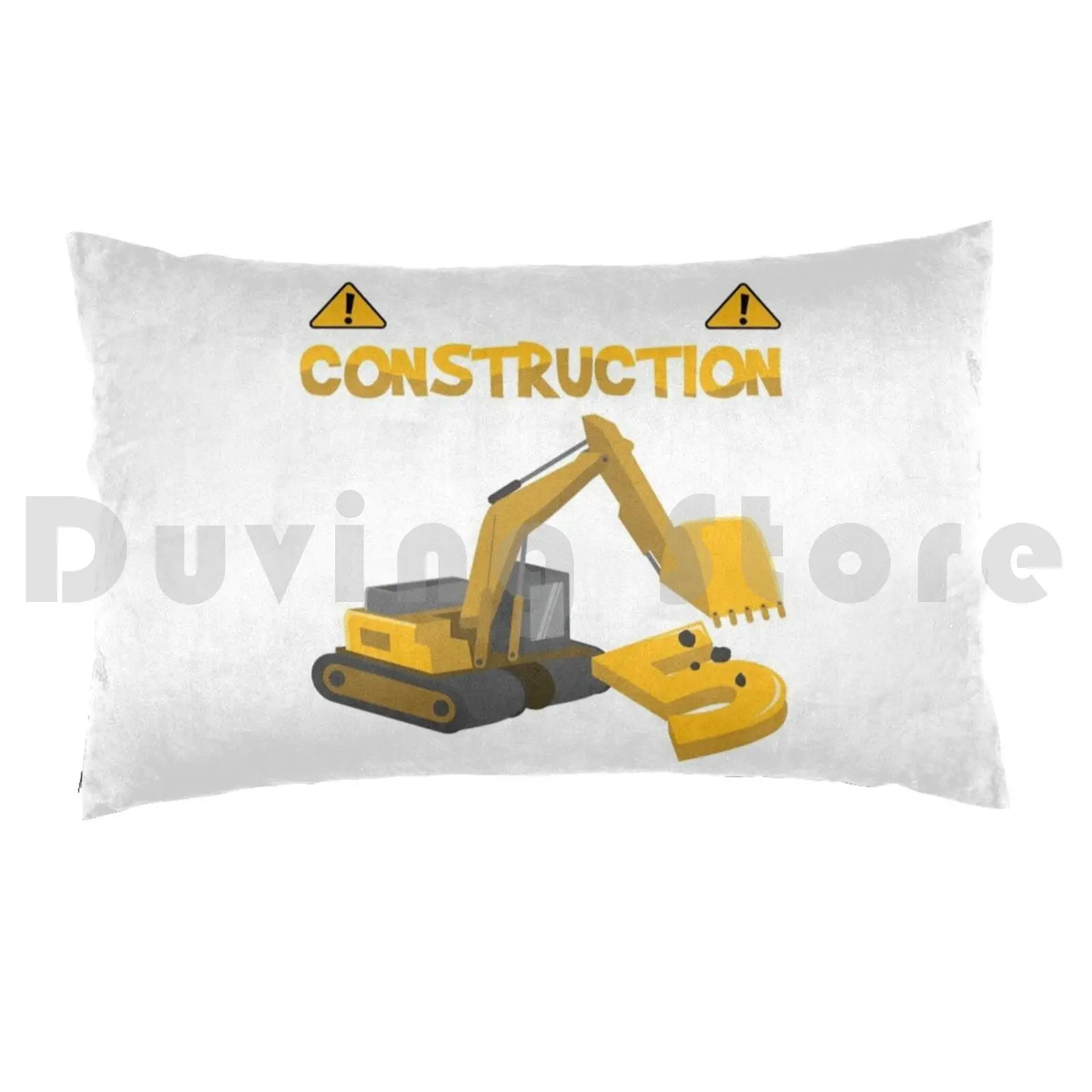 This Little Construction Worker Is 5 Birthday For Kids & Boy Pillow Case Printed 50x75 Excavator Engineer