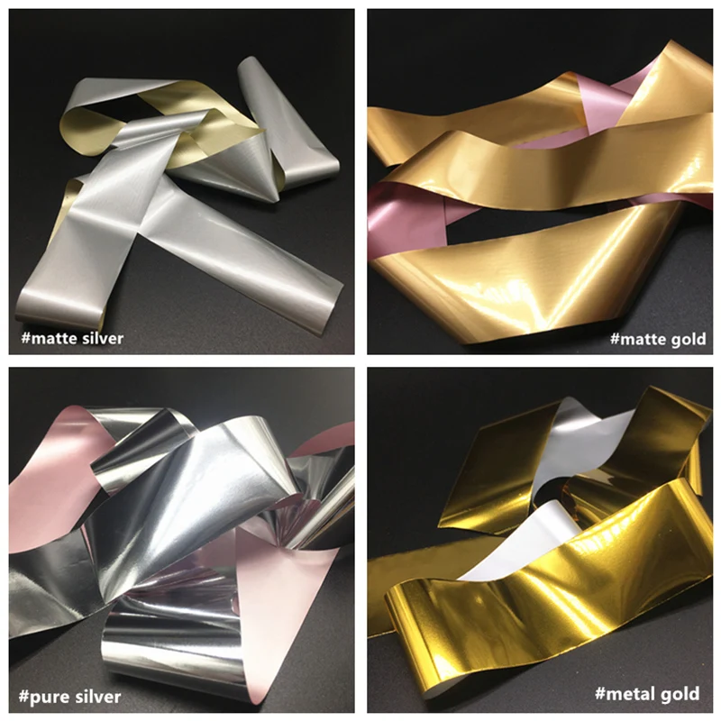 1m Purple Nail Foil Stickers Matte Metal Manicure Set for Laser Nail Art Transfer Paper Matt Holographic Nails Art Decals