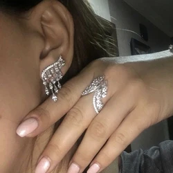 Huitan Temperament Wings Earrings Women Silver Color with AAA White Cubic Zirconia Romantic Female Wedding Party Fashion Jewelry