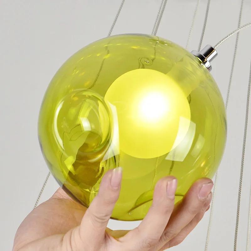 Kreatywny dmuchane szkło żyrandol światła jasne kolorowe szklane kinkiety G4 wisiorek LED wiszące lampy salon dzieci pokój Droplights