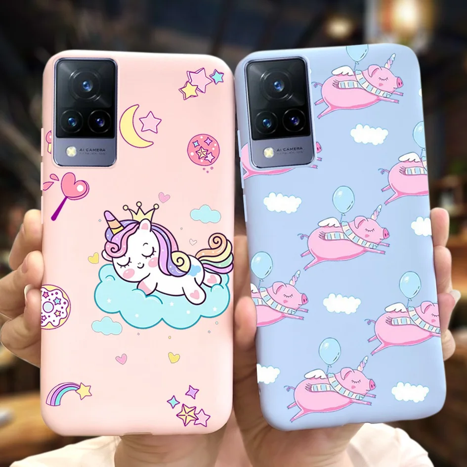 For Vivo V21e Case 2021 Couple Love Heart Soft TPU Phone Cases For Vivo V21 V 21 V 21e V2061 V2066 V2108 V2050 Back Cover Fundas