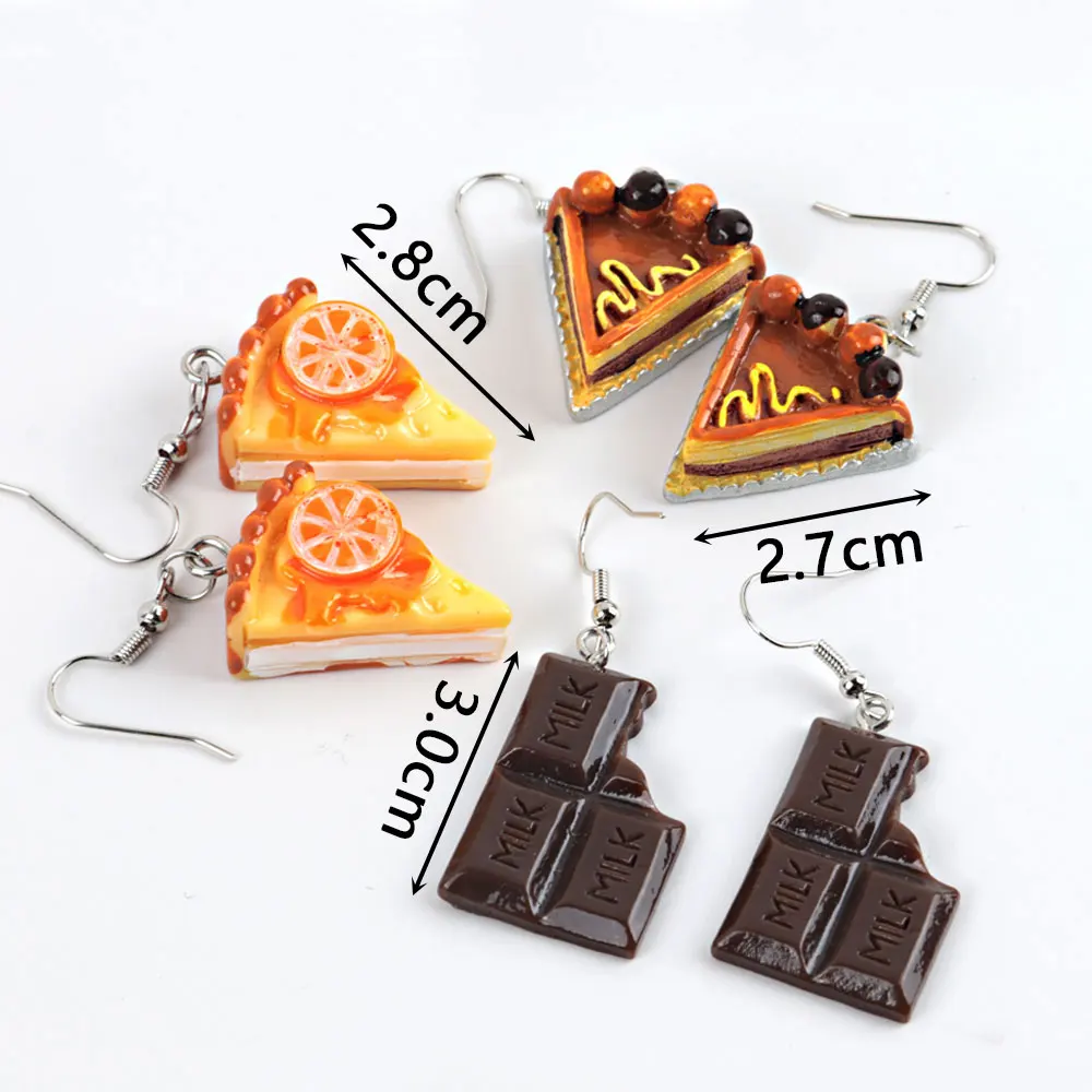 Fashion Cute Funny Chocolate Cake Drop Earrings For Women Girl Geometric Food Shape Donuts Cookies Dangle Earrings Party Jewelry